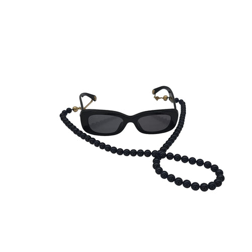 Chanel 5488-A Black Rectangle Sunglasses w/ Bead Chain