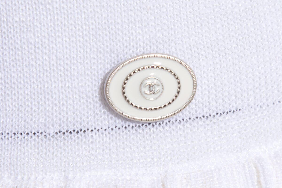 Chanel White Pleated Knit Dress SZ 38