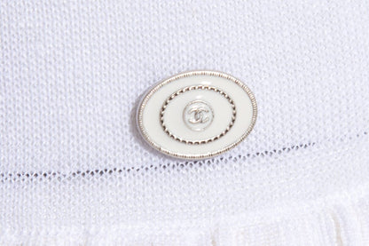 Chanel White Pleated Knit Dress SZ 38