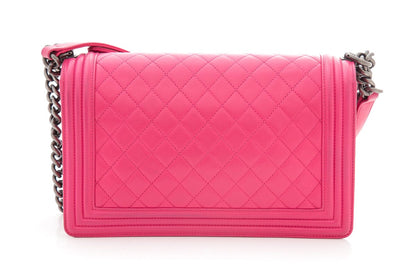 Chanel 2014 Hot Pink New Med Boy Bag Handbag