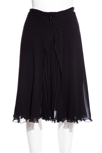 Chanel Black Pleated Skirt SZ 36