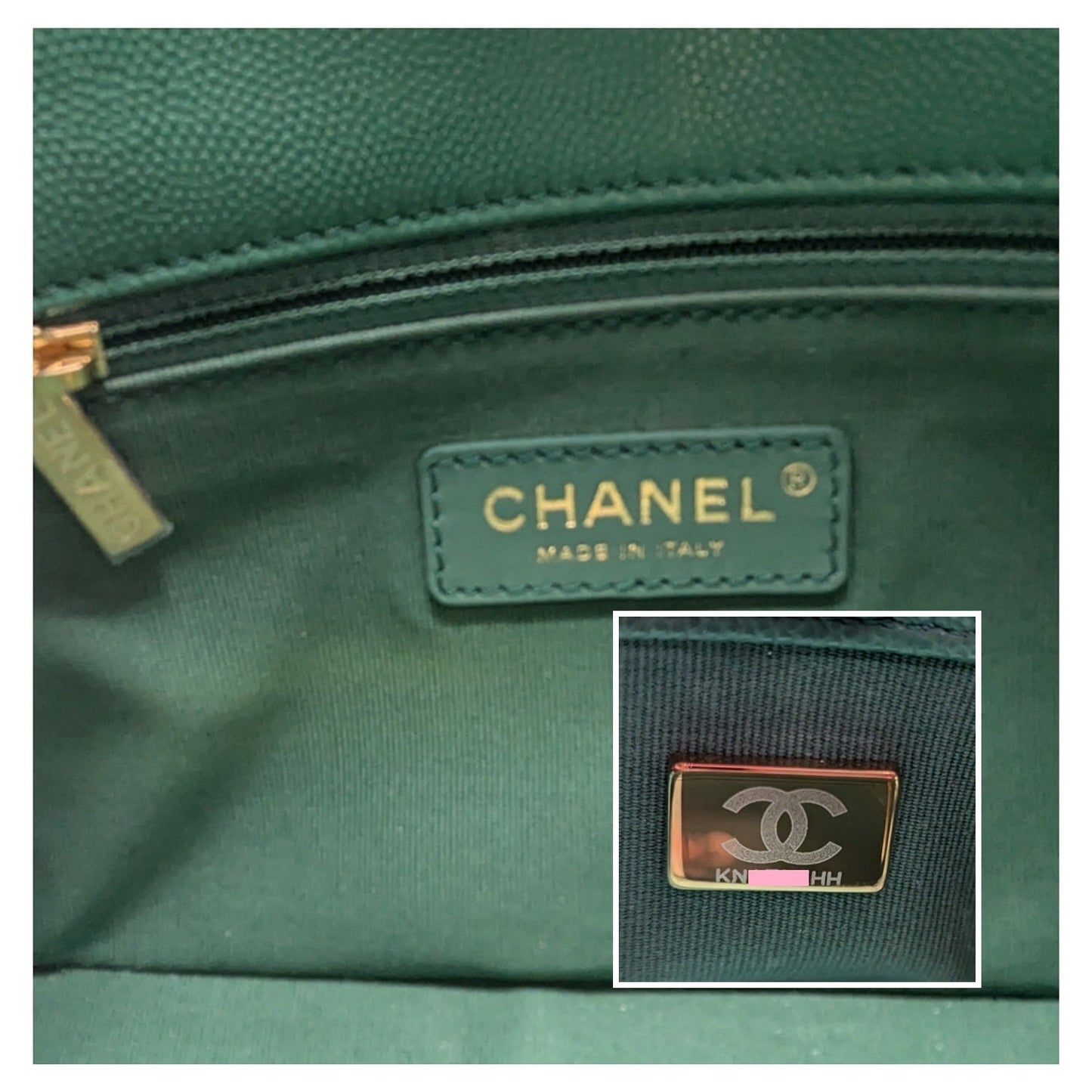 Chanel 2023 Green Grained Calfskin Quilted Mini CC You Flap