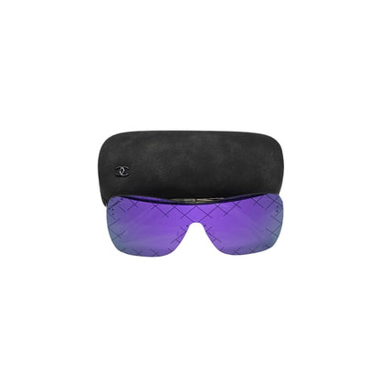 Chanel 4215 CC Shield Quilting Runway Sunglasses Silver Purple