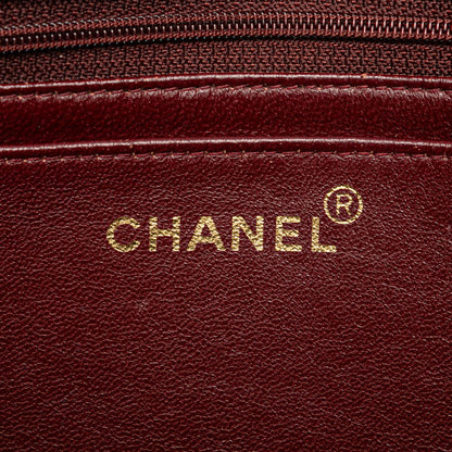 Chanel Mademoiselle Coco Mark Double Flap Chain Shoulder Bag Black Gold Lambskin