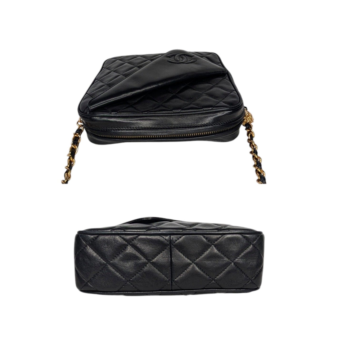 Chanel Vintage Black Quilted Lambskin CC Camera Bag