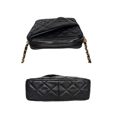 Chanel Vintage Black Quilted Lambskin CC Camera Bag