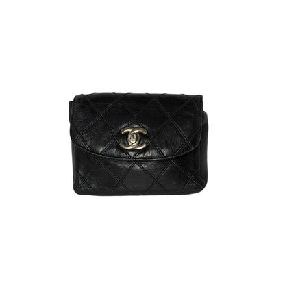 Chanel Vintage Lambskin Diamond Stitched Flap Waist Belt Bag