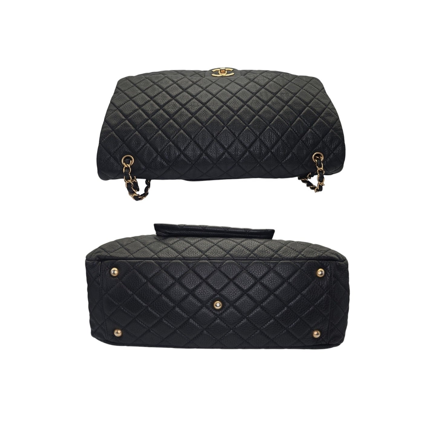 Chanel 2018 Calfskin Quilted XXL Travel Flap Bag Black