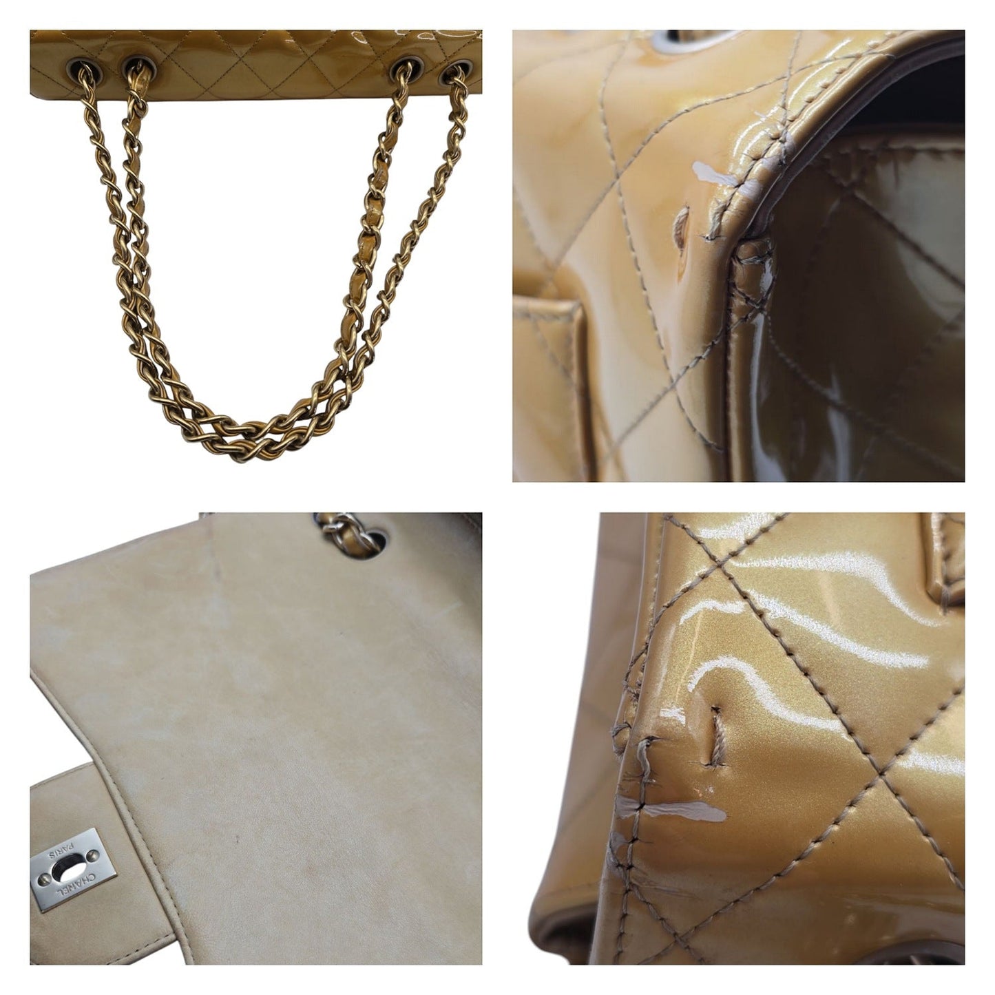 Chanel Vintage Classic Quilted Patent Single Jumbo Flap Bag