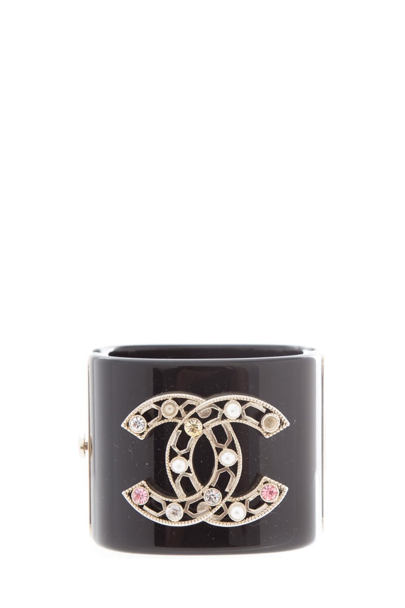 Chanel Black & Jewel Detail Cuff