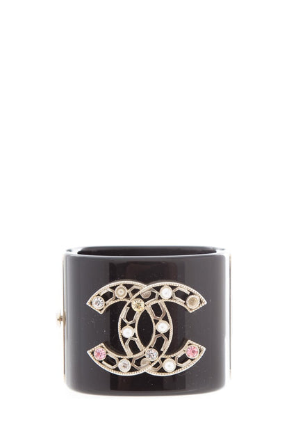 Chanel Black & Jewel Detail Cuff