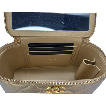 Chanel Metallic Quilted Lambskin Small Dynasty Vanity Case