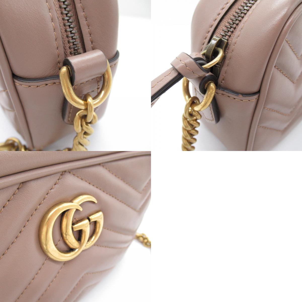 Gucci Chain Shoulder Shoulder Bag Leather  Pink / Beige 448065
