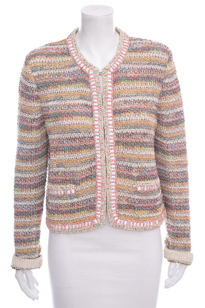 Chanel Multicolor Crochet Cotton Jacket SZ 44