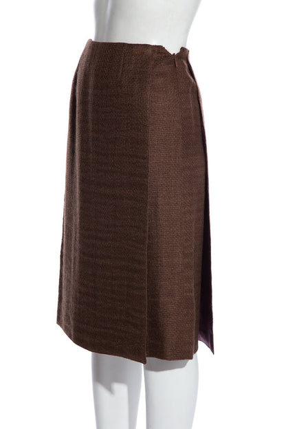 Chanel Vintage Brown Woven Skirt SZ 36