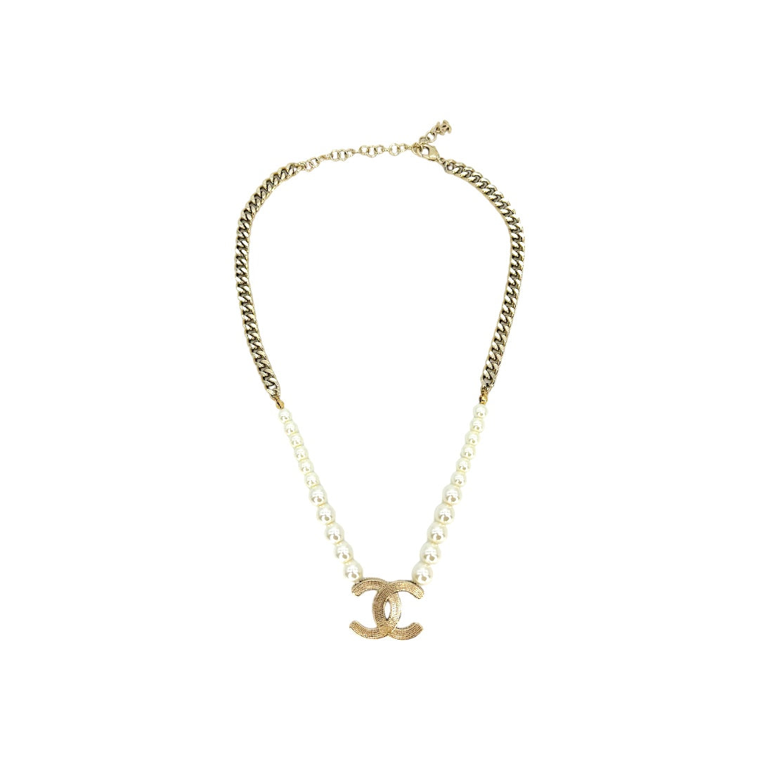 Chanel CC Faux Pearl Chain Necklace