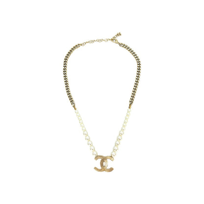 Chanel CC Faux Pearl Chain Necklace