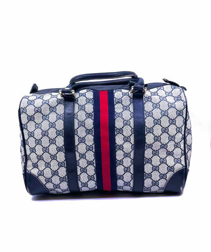 GUCCI Boston Navy, Cream Coated canvas Monogram Handbag