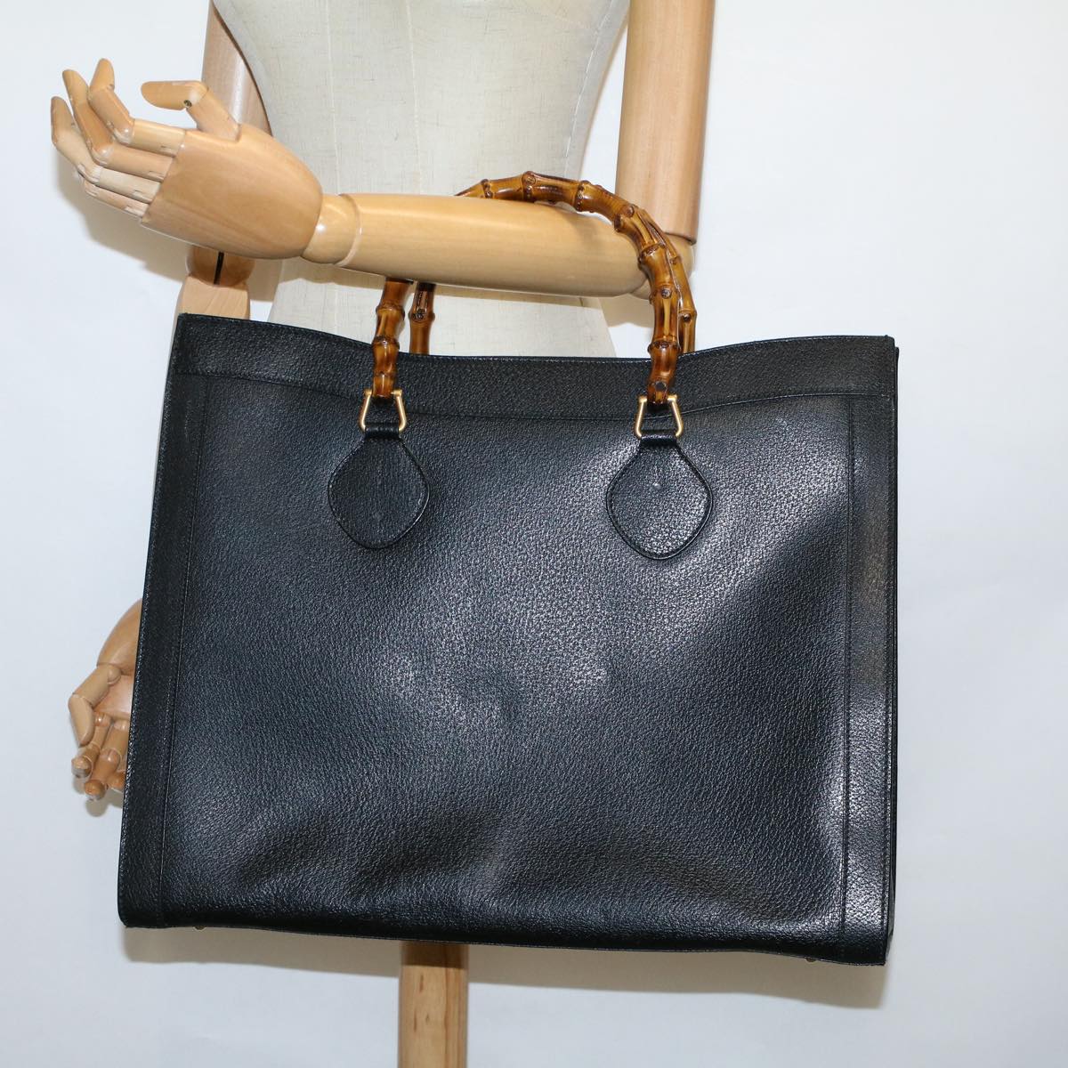 GUCCI Bamboo Hand Bag Leather Black 002 1186 0259  ep1914