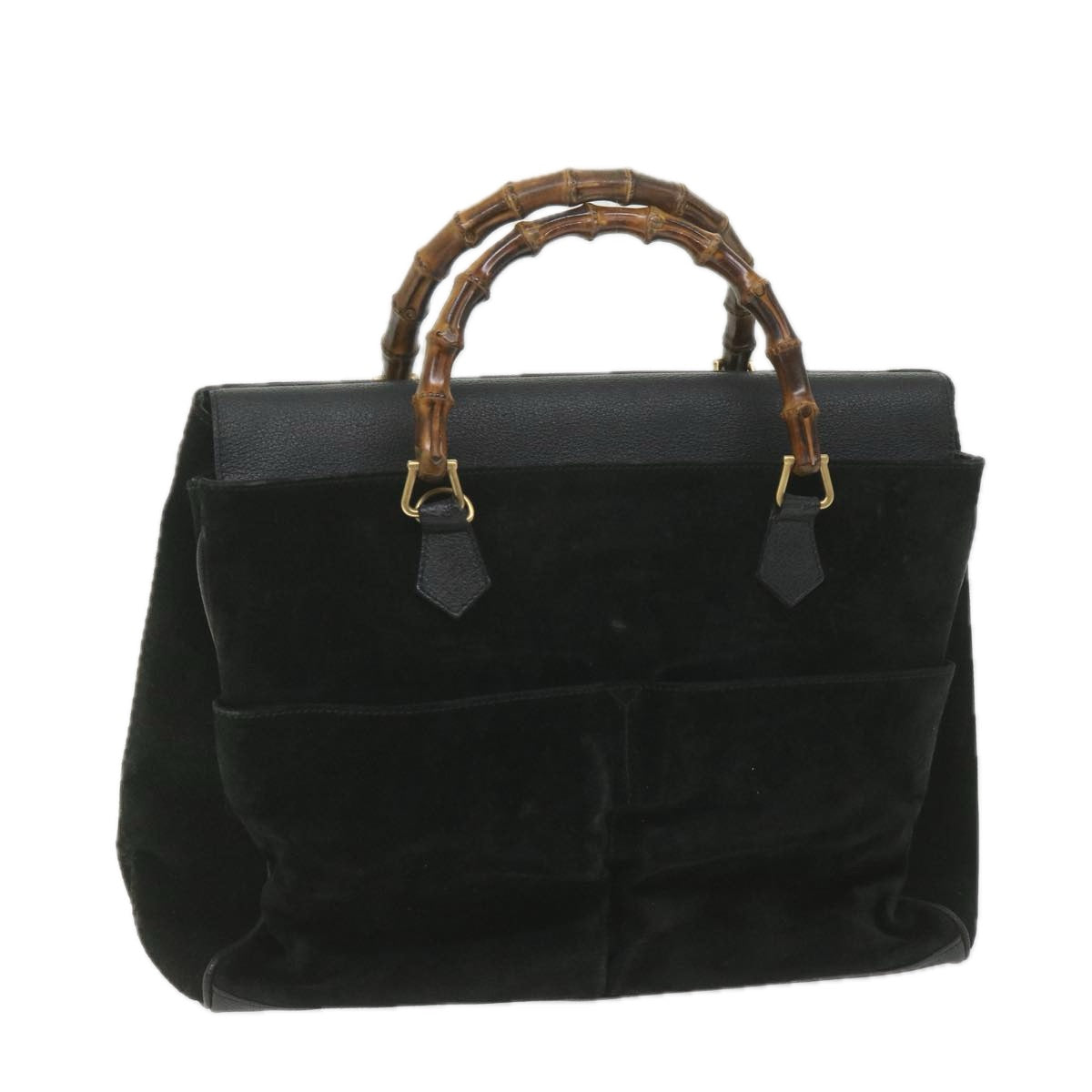 GUCCI Bamboo Hand Bag Suede Black 002 423 0022  ep1933