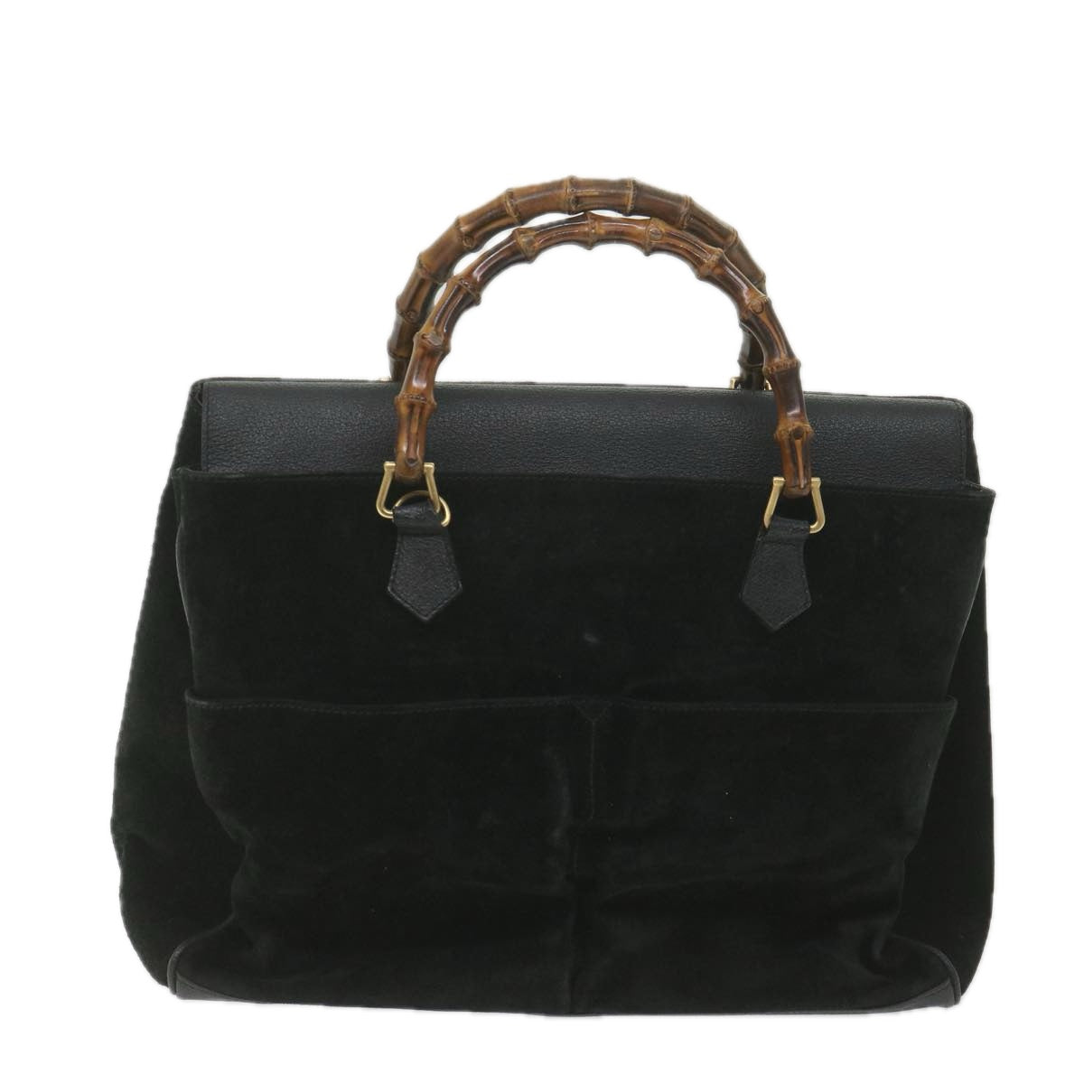 GUCCI Bamboo Hand Bag Suede Black 002 423 0022  ep1933