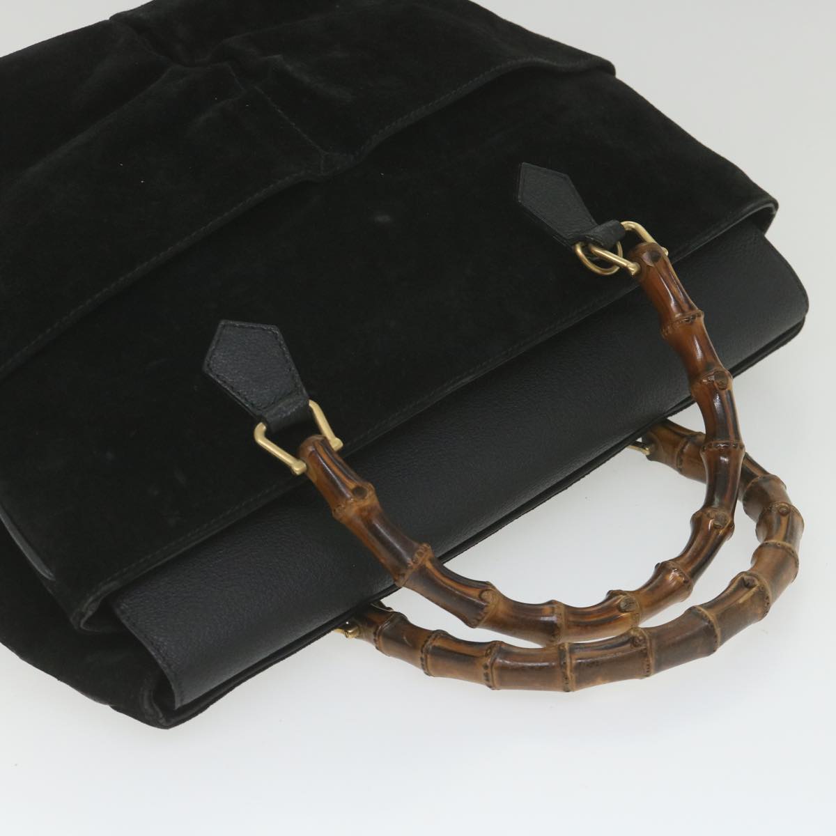 GUCCI Bamboo Hand Bag Suede Black 002 423 0022  ep1933