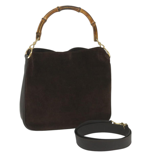 GUCCI Bamboo Shoulder Bag Suede 2way Brown 001 3754 1638  ep2097