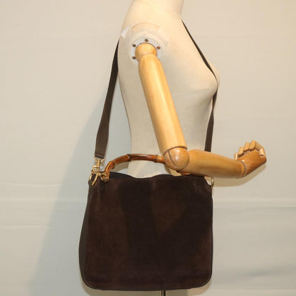 GUCCI Bamboo Shoulder Bag Suede 2way Brown 001 3754 1638  ep2097