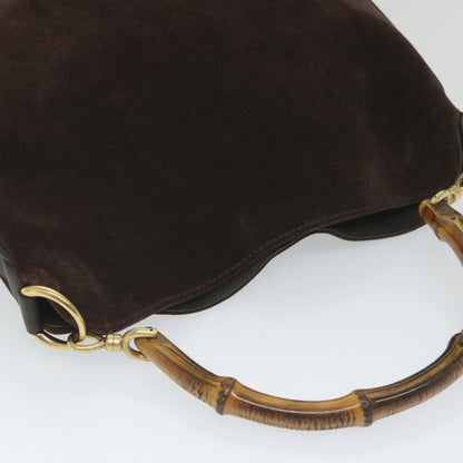 GUCCI Bamboo Shoulder Bag Suede 2way Brown 001 3754 1638  ep2097