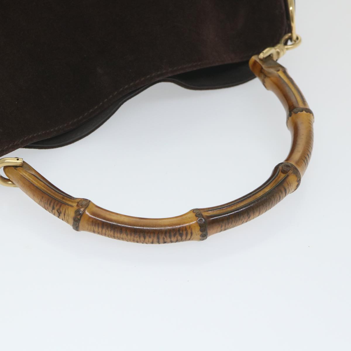 GUCCI Bamboo Shoulder Bag Suede 2way Brown 001 3754 1638  ep2097