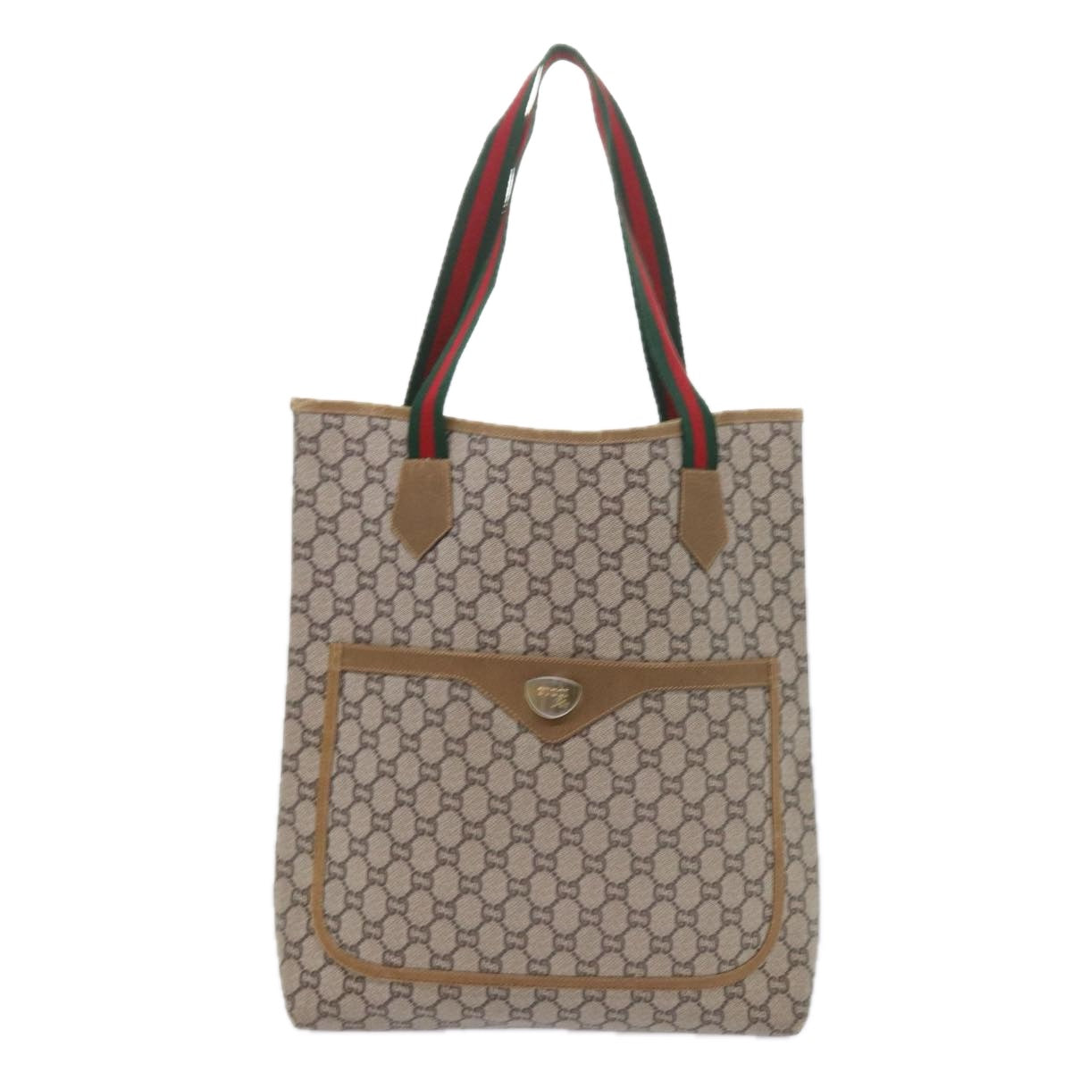 GUCCI GG Plus Supreme Web Sherry Line Tote Bag Beige Red Green  ep2191