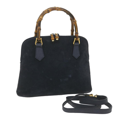 GUCCI Bamboo Hand Bag Suede 2way Navy 000 2058 0290 0  ep2263