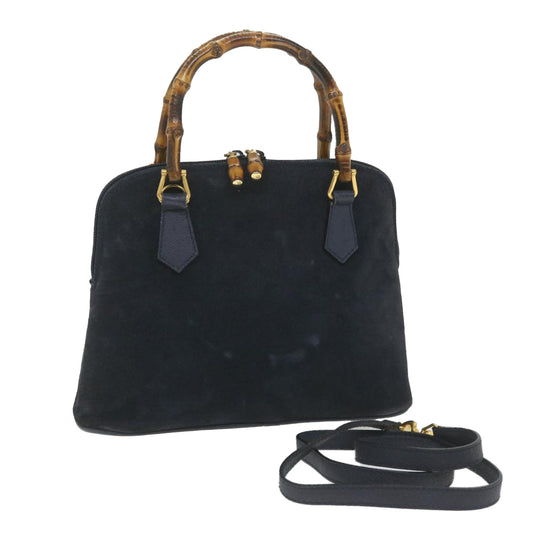 GUCCI Bamboo Hand Bag Suede 2way Navy 000 2058 0290 0  ep2263