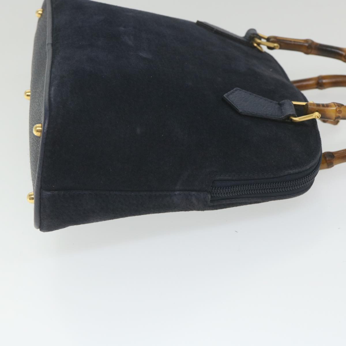 GUCCI Bamboo Hand Bag Suede 2way Navy 000 2058 0290 0  ep2263