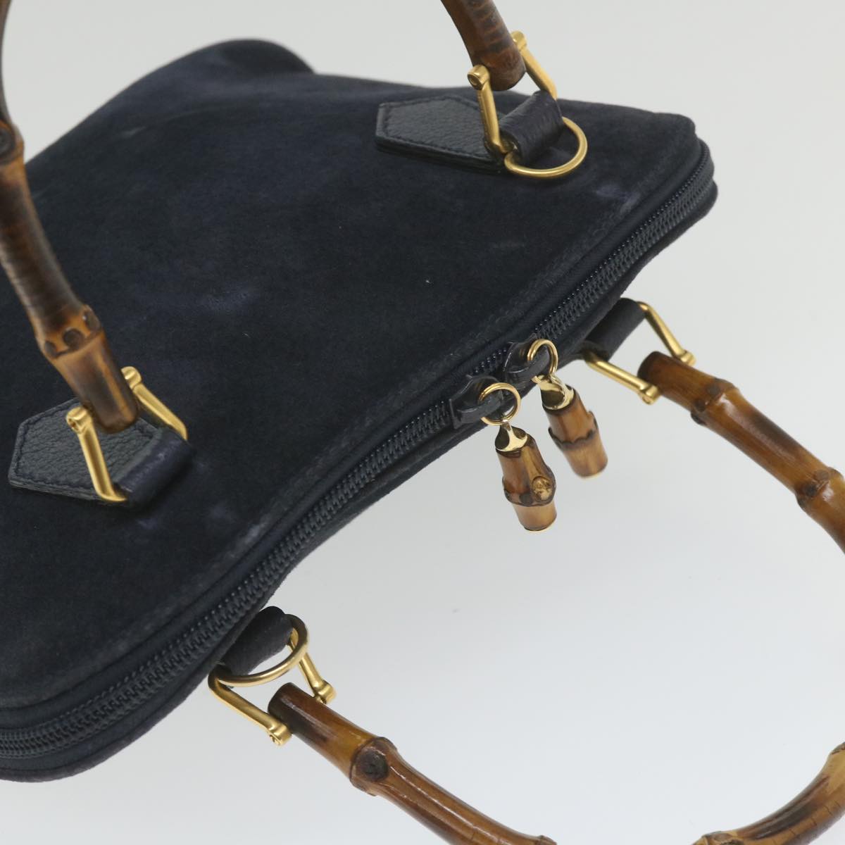 GUCCI Bamboo Hand Bag Suede 2way Navy 000 2058 0290 0  ep2263