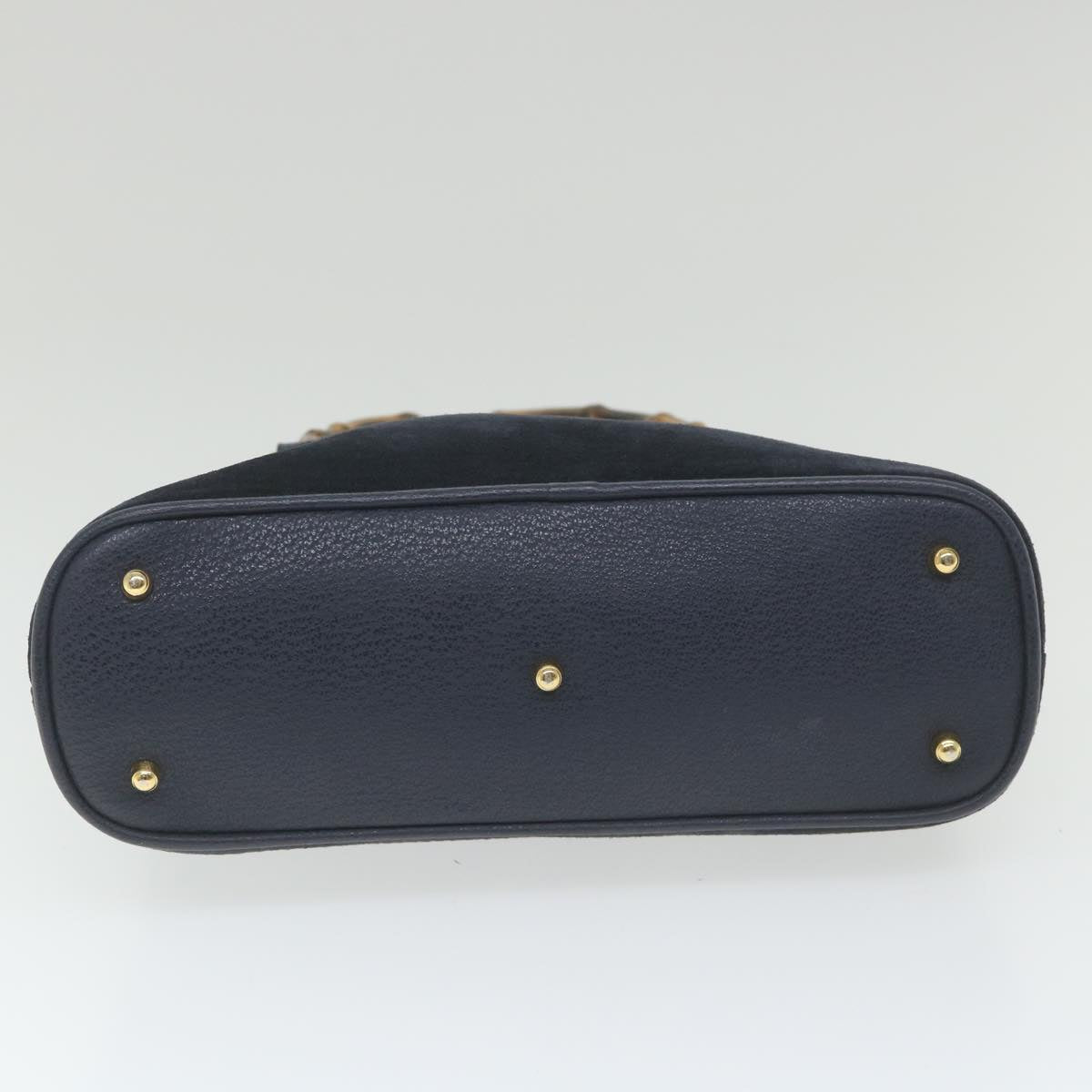 GUCCI Bamboo Hand Bag Suede 2way Navy 000 2058 0290 0  ep2263