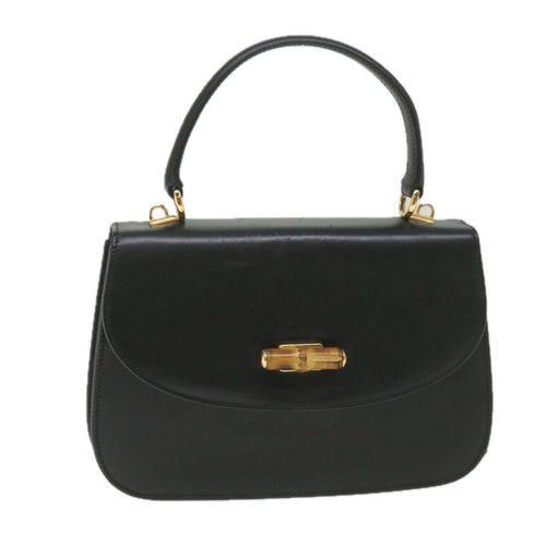 GUCCI Bamboo Hand Bag Leather Black 000 406  ep2265