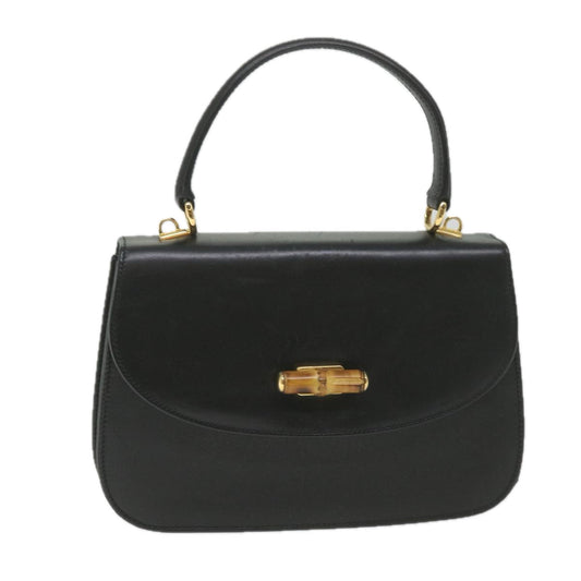 GUCCI Bamboo Hand Bag Leather Black 000 406  ep2265