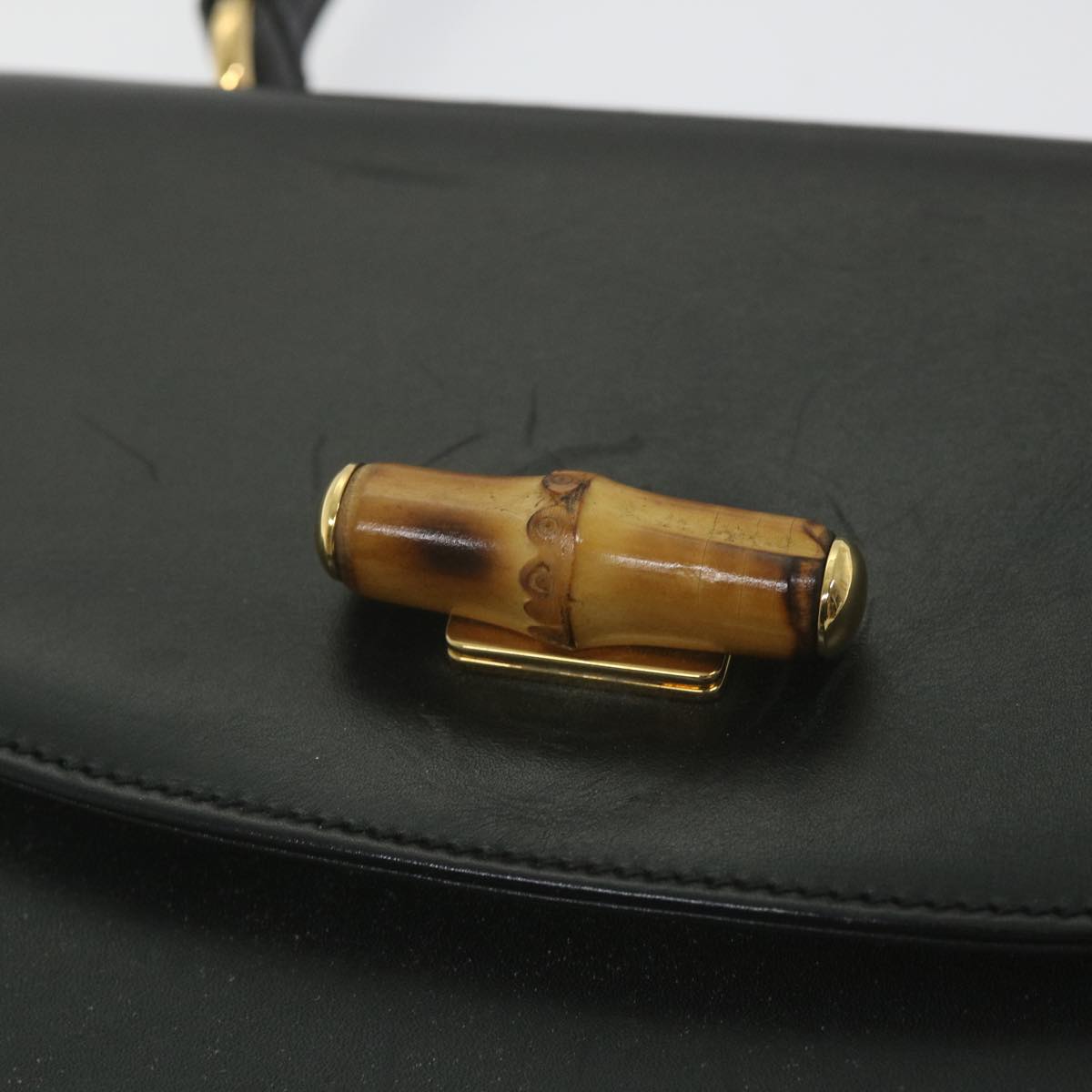 GUCCI Bamboo Hand Bag Leather Black 000 406  ep2265