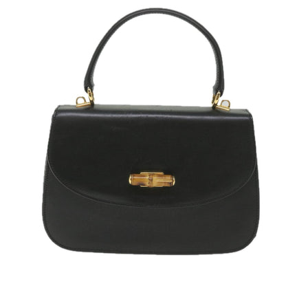 GUCCI Bamboo Hand Bag Leather Black 000 406  ep2265