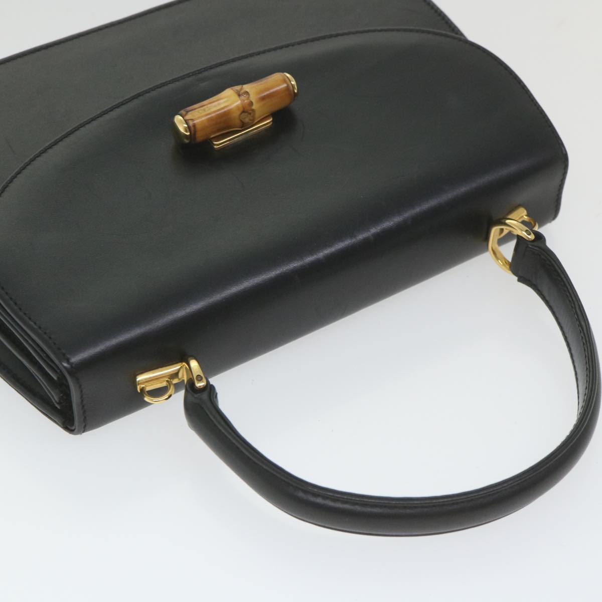 GUCCI Bamboo Hand Bag Leather Black 000 406  ep2265