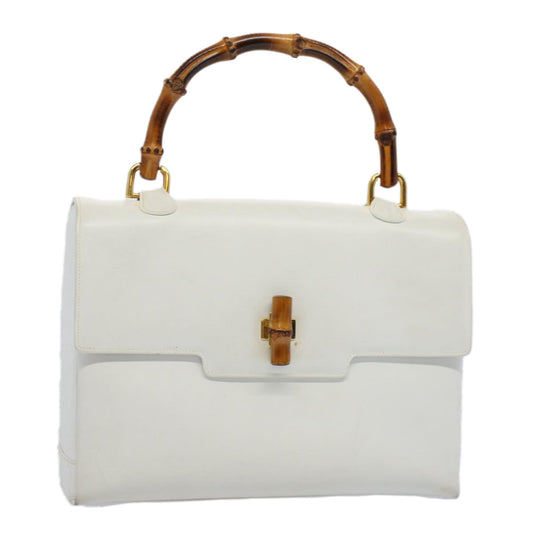 GUCCI Bamboo Hand Bag Leather White 26 000 0029  ep2281