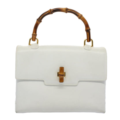 GUCCI Bamboo Hand Bag Leather White 26 000 0029  ep2281