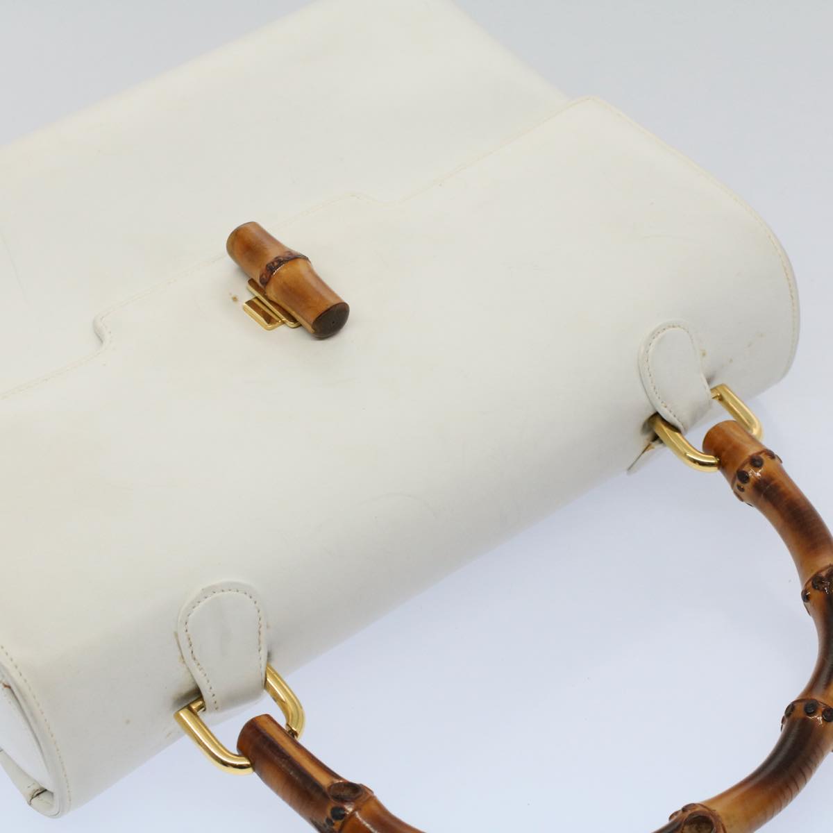 GUCCI Bamboo Hand Bag Leather White 26 000 0029  ep2281
