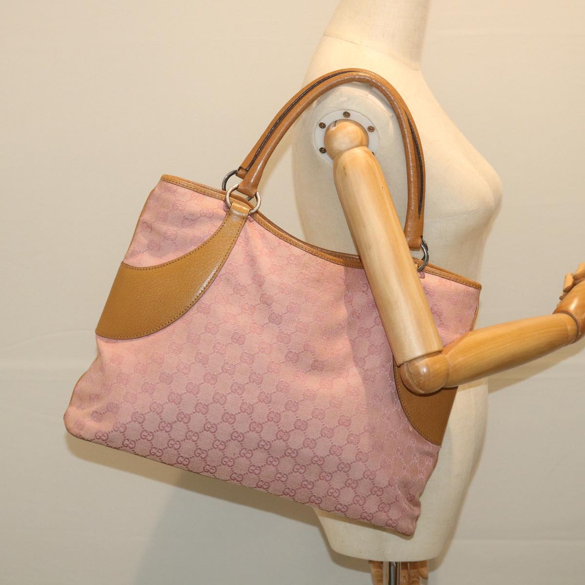 GUCCI GG Canvas Tote Bag Pink 113016  ep2292