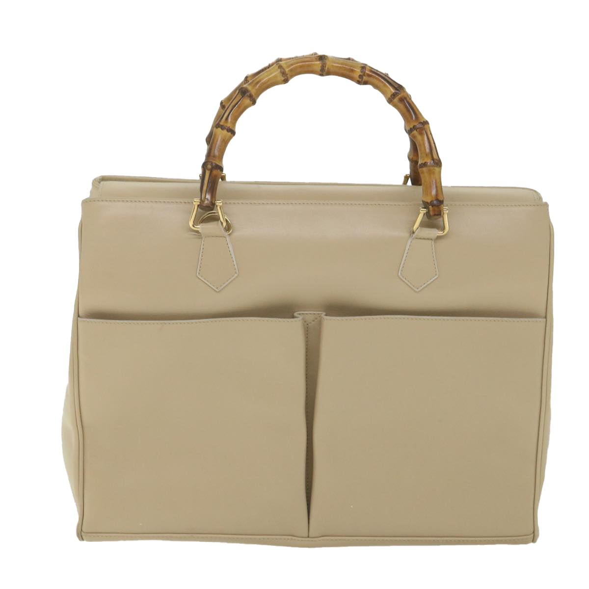 GUCCI Bamboo Hand Bag Leather 2way Beige 002 2855 0322 0  ep2294