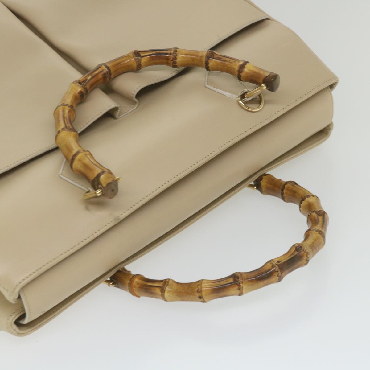 GUCCI Bamboo Hand Bag Leather 2way Beige 002 2855 0322 0  ep2294