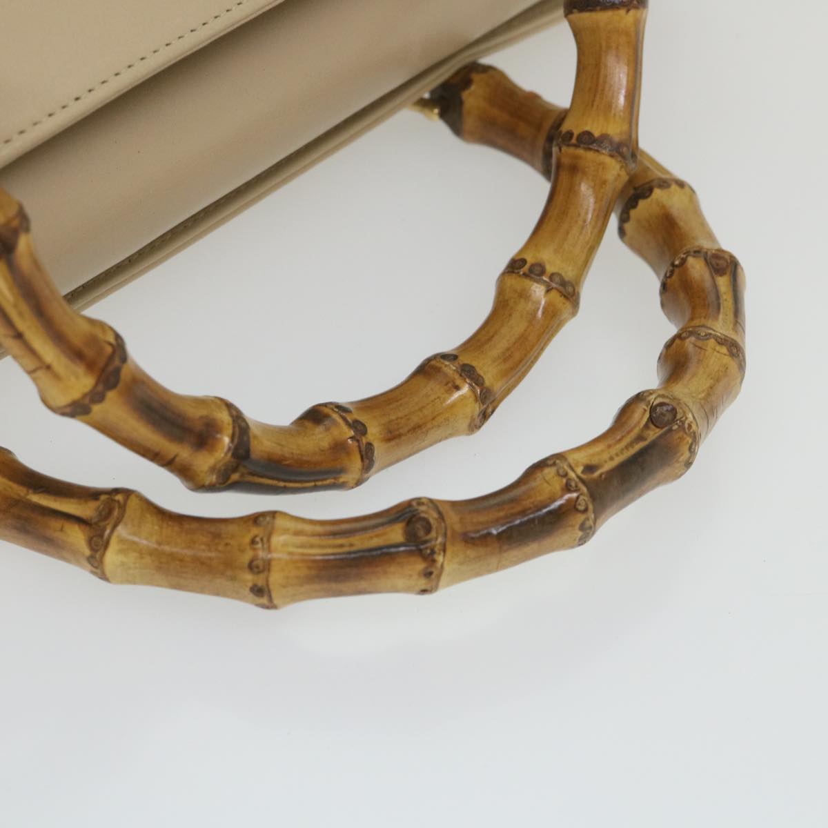GUCCI Bamboo Hand Bag Leather 2way Beige 002 2855 0322 0  ep2294