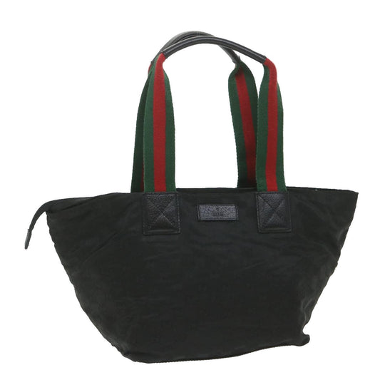 GUCCI GG Canvas Web Sherry Line Tote Bag Black Red Green 131230  ep2297