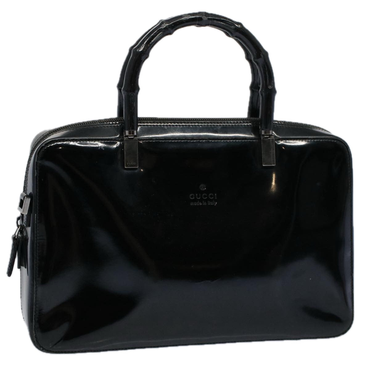 GUCCI Bamboo Hand Bag Enamel Black 000 0828 3754  ep2302